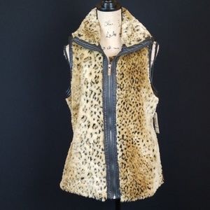 East 5th leopard spot full zip Vest faux fur T1:7:25